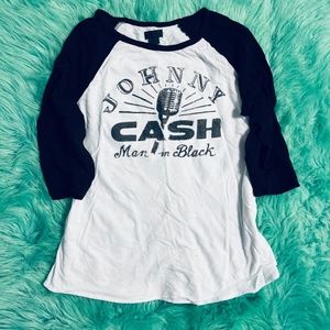 Johnny Cash Man in Black Raglan